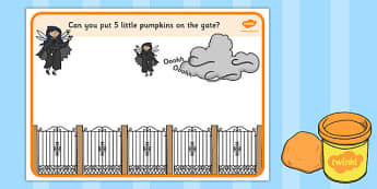 5 Little Pumpkins Playdough Mat - 5 little pumpkins, playdough, mat