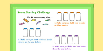 A4 Sweet Sorting Maths Challenge Poster - challenge, poster, math