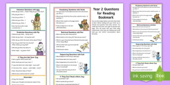 Year 2 Questions for Reading Bookmark Question Cards - Y2, comprehension, understanding, reading dogs, parents, questioning