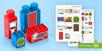 In My House Matching Connecting Bricks Game - EYFS, Early Years, KS1, Connecting Bricks Resources, duplo, lego, plastic bricks, building bricks, h