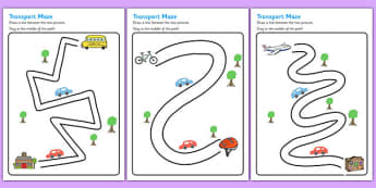 Transport Pencil Control Path Activity Sheets - transport, pencil control, pencil control worksheets, fine motor skills, fine motor worksheets, worksheets 