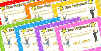 Star Performance Certificates - star performance, certificates, reward, reward certificates, certificate template, behaviour management, class management
