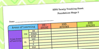 EYFS Individual Termly Tracking Sheet FS2 - EYFS, track sheet