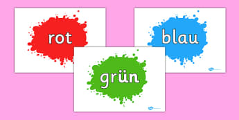 German Colour Display Posters - Colour posters, German, Deutsch, MFL, colour, display, poster, posters, colour mixing, black, white, red, green, blue, yellow, orange, purple, pink, brown