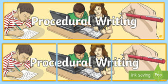 Procedural Writing Display Banner - Literacy, English, Key Stage One, Written, Classroom, Formal, poster, organise