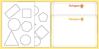 2D Shape Cut and Stick Sorting Activity - 2D Shape, shapes, stick, 2D shape, circle, hexagon, octagon, oval, pentagon, square, triangle, rectangle