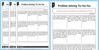 Differentiated Problem Solving Tic-Tac-Toe Activity Sheets - Addition, Subtraction, Multiplication and Division, word problems, worksheets, year 6, sats, long di