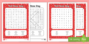 Red Nose Day Word Search - red nose day, comic relief, word search, 