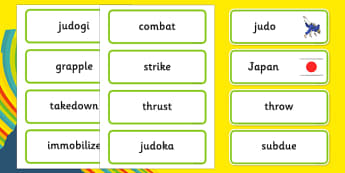 Rio 2016 Olympics Judo Word Cards - Judo, Olympics, Olympic Games, sports, Olympic, London, 2012, word card, flashcards, cards, activity, Olympic torch, events, flag, countries, medal, Olympic Rings, mascots, flame, compete
