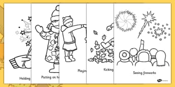 Autumn Action Colouring Pages - autumn, colouring pages, colour