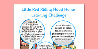 Little Red Riding Hood EYFS Home Learning Challenge Sheet Reception FS2 - little red riding hood, eyfs, challenge