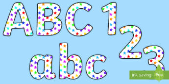 Funky Multicoloured Stars Display Lettering Pack - stars, letters, lettering, display, board