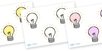 Editable Lightbulbs (Small) - Electric, safety, editable, label, safe, page border, border, writing template, writing aid, writing aid, power, circuit, electricity, battery