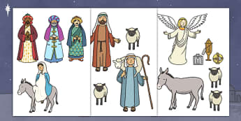 Cut Out Nativity Scene - Nativity, Christmas Story, xmas, Visual Aids, Mary, Joseph, Jesus, shepherd, wise men, Herod, angel, donkey, stable, Gabriel, First Christmas,Inn, Star, God