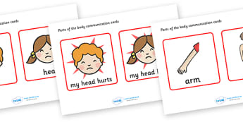 Parts Of The Body, communication, cards, flashcards, special needs
