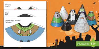 Halloween Cone People English/Spanish  - Spanish, EAL, Halloween Cone Characters, craft, cone, characters