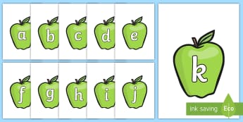 A-Z Alphabet on Apples - Apple, apples, Alphabet frieze, Display letters, Letter posters, A-Z letters, Alphabet flashcards, harvest, fruit