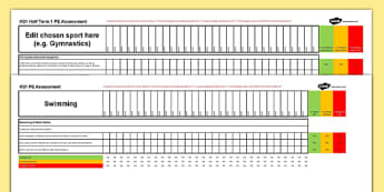 Key Stage 1 PE Assessment Spreadsheet - ks1, key stage 1, pe, assessment, spreadsheet, physical education