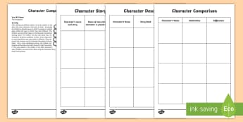 Character Comparisons Activity - describe, characters, different, likes, dislikes, literacy, favourite, plot, story, stories