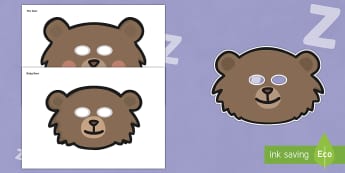 Mr Bear, Mrs Bear and Baby Bear Role Play Masks - Peace at Last, resources,  Jill Murphy, Large family, Mr Bear, Mrs Bear, Baby Bear, sleep, story, story book, story book resources, story sequencing, story resources, role play mask, role play