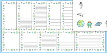 Space Themed Page Borders (Images) - Page border, a4 border, template, space, ship, space banner, rocket, aliens, launch, foundation stage, topic, moon, stars, planet, planets