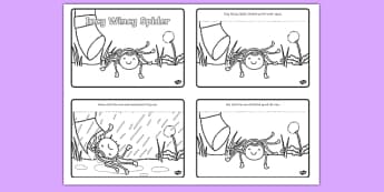 Incy Wincy Spider Sequencing (4 per A4)  - Incy Wincy Spider, nursery rhyme, sequencing, rhyme, rhyming, nursery rhyme story, nursery rhymes, Incy Wincy Spider resources, minibeasts