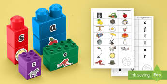 Alphabet Matching Connecting Bricks Game - EYFS, Early years, KS1, Literacy, alphabet, initial sounds.