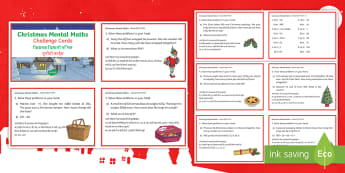 Year 3 Christmas Mental Math Challenge Cards English/Hindi -  maths, Christmas mental maths, solutions, problems, cakes, elf, challenges 