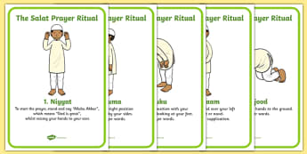The Salat Prayer Ritual Posters - Religion, faith, muslim, mosque, allah, God, RE, five pillars, mohammad