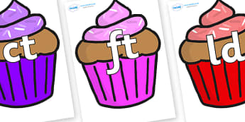 Final Letter Blends on Cupcakes - Final Letters, final letter, letter blend, letter blends, consonant, consonants, digraph, trigraph, literacy, alphabet, letters, foundation stage literacy