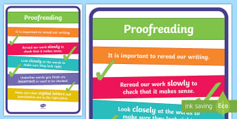 Proofreading Prompts Display Poster - Editing, Revising, Writing, Proofreading, Writing Process