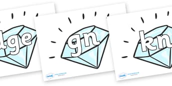 Silent Letters on Diamonds - Silent Letters, silent letter, letter blend, consonant, consonants, digraph, trigraph, A-Z letters, literacy, alphabet, letters, alternative sounds