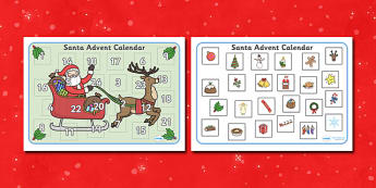 Santa Advent Calendar Activity - Christmas, xmas, Advent calendar, activity, tree, advent, nativity, santa, father christmas, Jesus, tree, stocking, present, activity, cracker, angel, snowman, advent , bauble