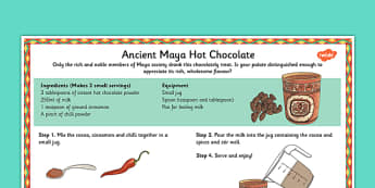 Maya Hot Chocolate Recipe - maya, hot chocolate, mayan, recipe, history, food