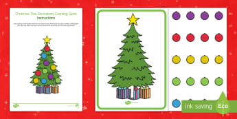 Christmas Tree Decorations Counting Game - EYFS, Early Years, KS1, Key Stage 1, Christmas, Xmas, Christian Festival, Christmas tree, christmas 