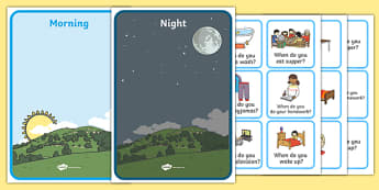 Morning And Night Sorting Activity Image And Word Cards - sort