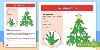 Christmas Tree Handprint Activity - Sensory, Art, Craft, Hand, Body Part, Paint, Print, Christmas, Christmas Tree, Special Education, Co