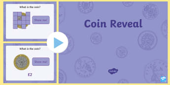 Coin Reveal PowerPoint - Coins, money, sterling, British money, coin recognition
