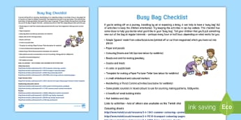 Journey Busy Bag Checklist - travel, holiday, family, flying, journeys, airport