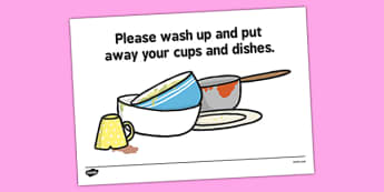 Washing Up Staff Room Sign - washing up, staff room, sign, display
