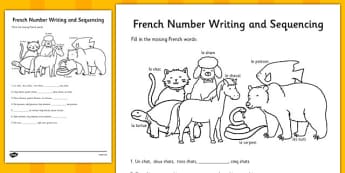 French Number Sequences Worksheet - france, languages, EAL, count