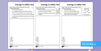 Courage Is within You Activity Sheets - twinkl fiction, milton, making of milton, bravery, proud, poster, creative, achievements, worksheets