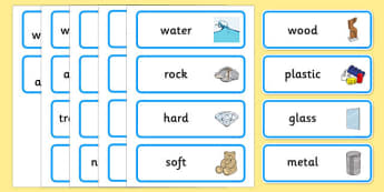 Everyday Materials Word Cards - everyday, materials, word cards, word, cards