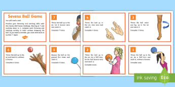 Sevens Ball Game To Support Teaching On Throwing and Catching - throwing, catching, ball games, KS2, Y3, Y4, Y5, Y6,PE, Physical Education, sport, Fundamental movem