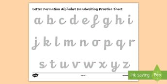 Letter Formation Alphabet Handwriting Practice Sheet (Lowercase) - letters, letter formation, formation, alphabet, handwriting, worksheet, handwriting worksheet