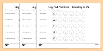 Lily Pad Counting in Twos Activity Sheet - lily pad, counting, activity, twos, worksheet