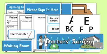 Doctor's Surgery Role Play Pack - Doctors surgery role play, doctor, nurse, surgery, role play, doctors role play, people who help us role play, people who help us, Display signs, display, labels, pack