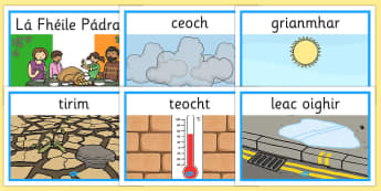 Weather Display Posters Gaeilge - gaeilge, weather, display posters, display, posters, aimsir