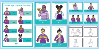 British Sign Language BSL Greetings Display Pack - british sign language, bsl, deaf, hard of hearing, HH, HoH, Ddeaf, D/deaf, deafblind, communication,