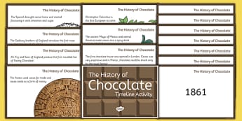 The History of Chocolate Timeline Ordering Activity Cards - the history of chocolate, timeline, ordering, timeline ordering, history, chocolate